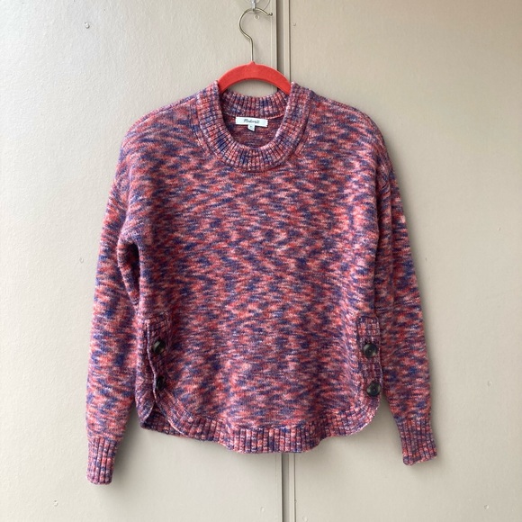 Madewell Sweaters - madewell space dyed birchmont side button knit crop sweater pullover jumper xs